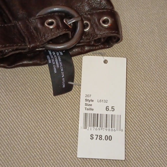 Express brown leather cashmere lambswool lined gloves NWT - Picture 6 of 6